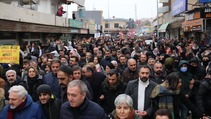 Kobani sınırına yürüyüş